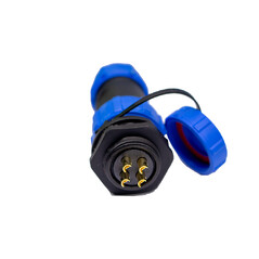 Conector de alta corriente IP67 4P panel pasante 30A