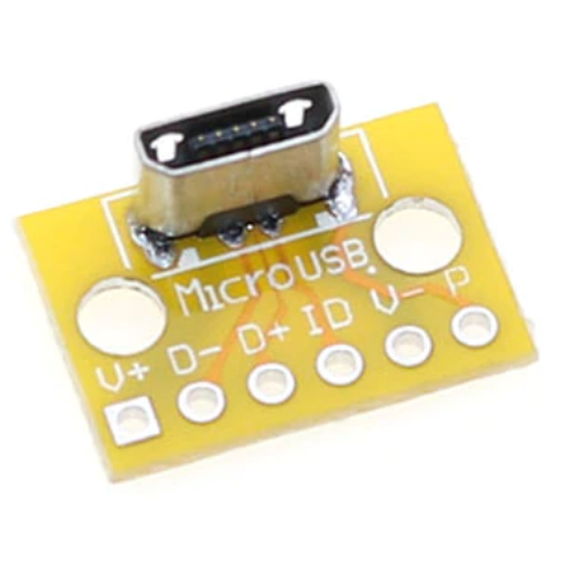 Adaptador Micro USB Hembra a Pads 90 grados